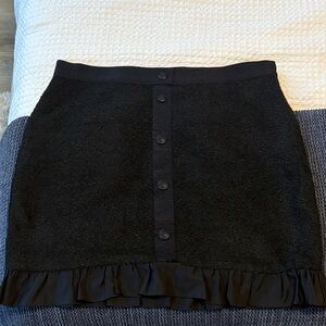 LOFT Black Button-Front Mini Skirt